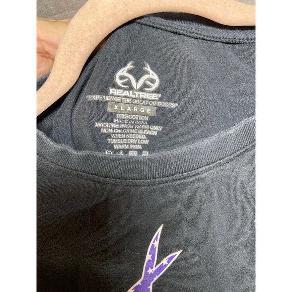 Real Tree Outdoors Flag Shirt Adult Extra Large Black Pullover Mens. - Picture 4 of 8